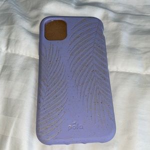 Pela iPhone 11 case - Purple with leaf imprint